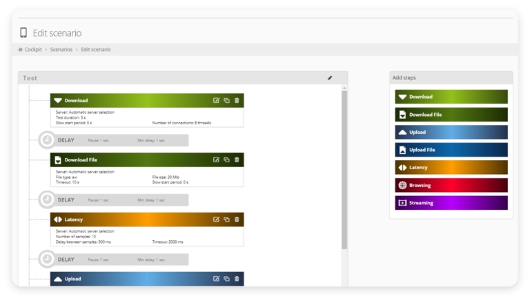 screenshot of nperf fleet tool