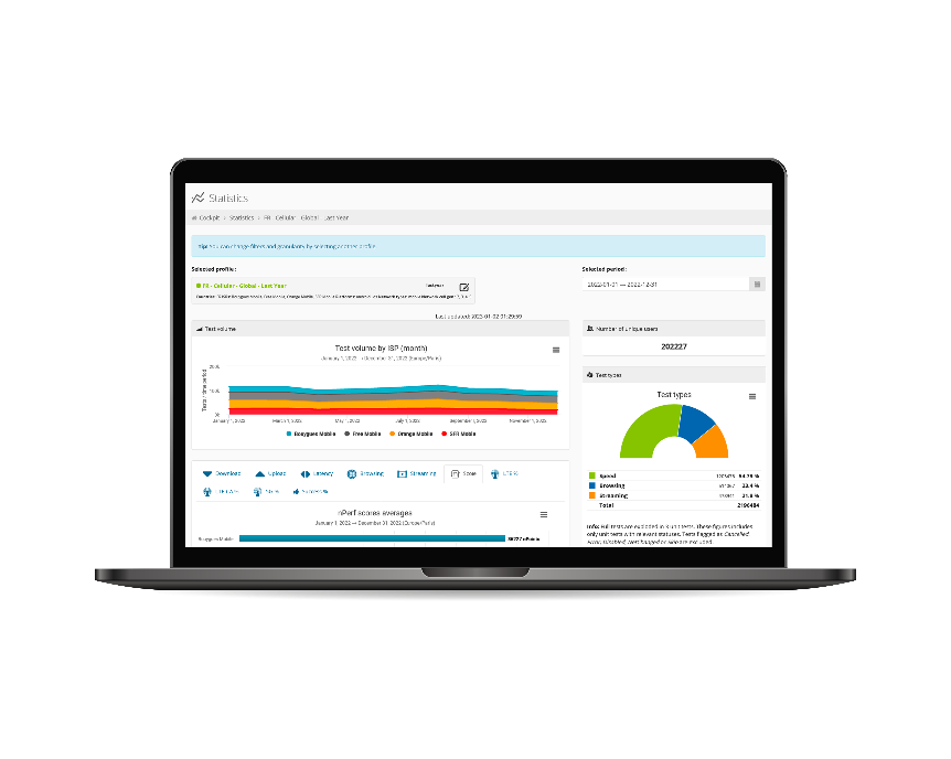 screenshot of nperf analytics inside a laptop